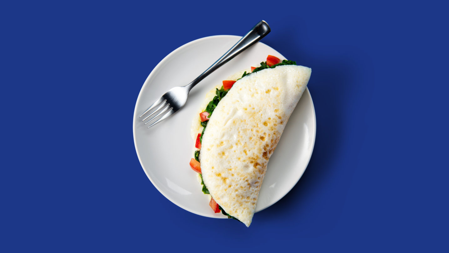 An omlette prepared with Eggland's Best Egg Whites