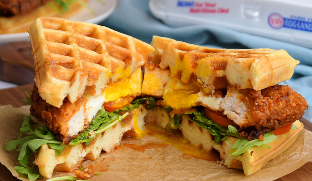 Photo of Chicken Cutlet Toad N’ Hole Waffle Sandwich