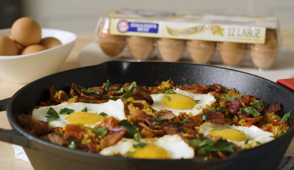 Photo of Breakfast Paella with Bacon and Eggs